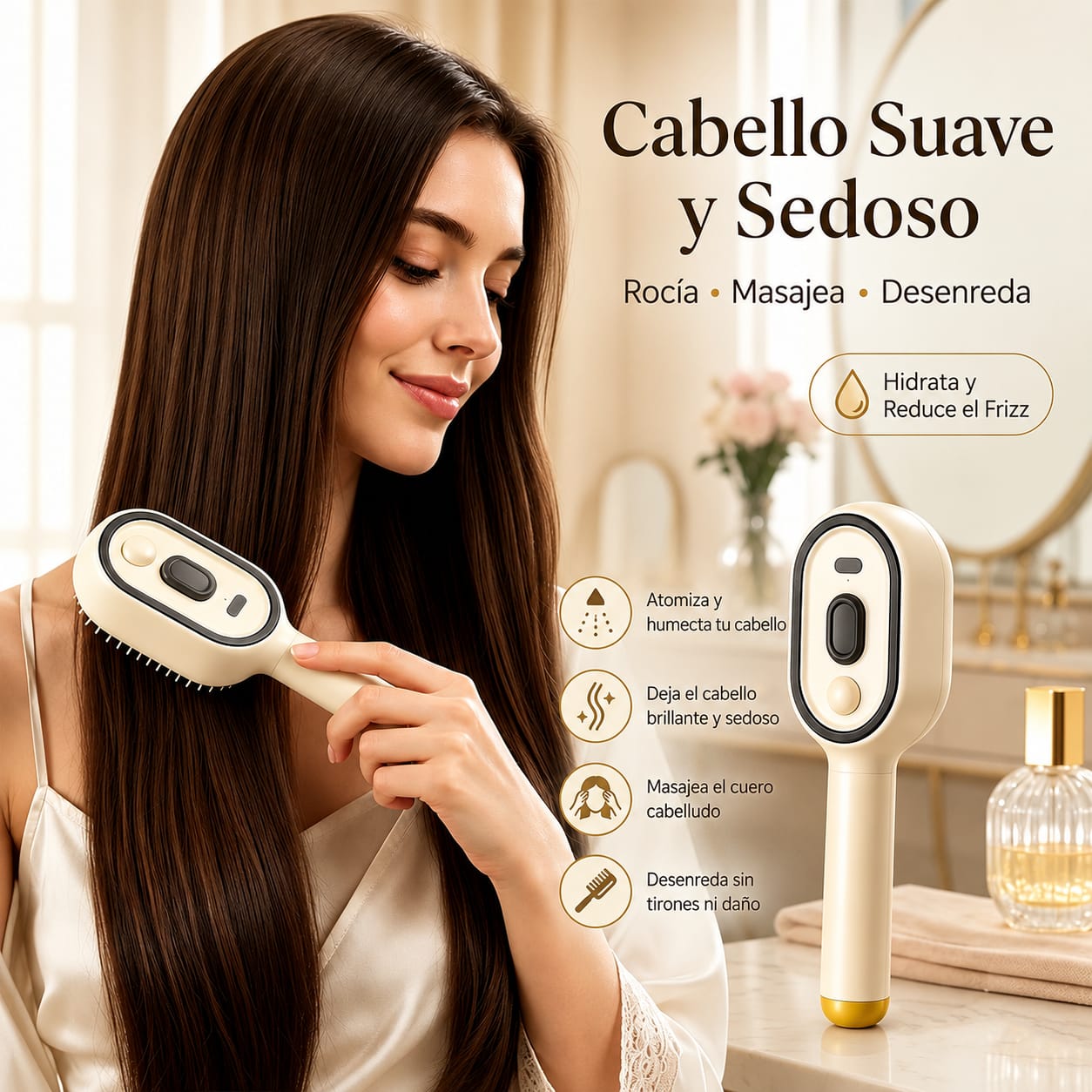 CEPILLO MASAJEADOR CON VAPORIZADOR